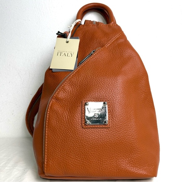VALENTINA Made In Italy Pebbled Leather Convertible Backpack NEW W TAGS main image 16